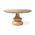 60" Gray Rounded Solid Wood Pedestal Base Dining Table