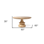 60" Gray Rounded Solid Wood Pedestal Base Dining Table
