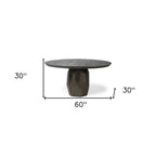 60" Brown Rounded Solid Wood Pedestal Base Dining Table