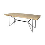 84" Brown And Black Solid Wood And Iron Trestle Base Dining Table