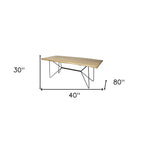 84" Brown And Black Solid Wood And Iron Trestle Base Dining Table