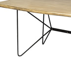 84" Brown And Black Solid Wood And Iron Trestle Base Dining Table