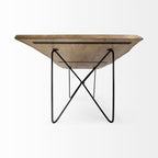 84" Brown And Black Solid Wood And Iron Trestle Base Dining Table