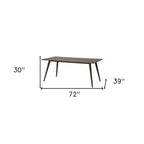 72" Dark Brown Solid Wood Dining Table