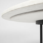 48" White And Black Rounded Marble And Metal Pedestal Base Dining Table