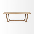 92" Natural And Brown Solid Wood Trestle Base Dining Table