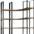 90" Black And Brown Iron and Wood Six Tier Bookcase
