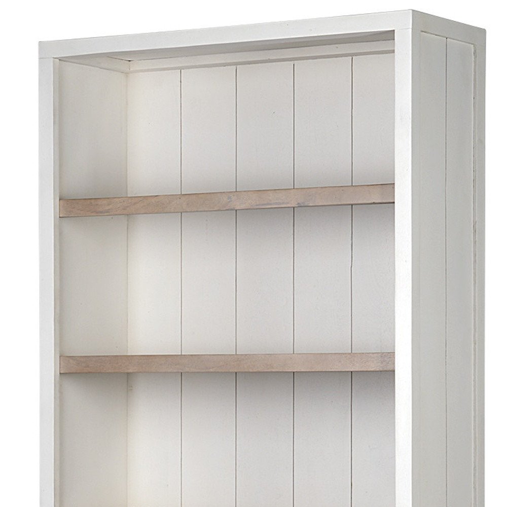 91" Brown And White Wood Three Tier Bookcase