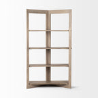 72" Brown Solid Wood and Wood Four Tier Bookcase