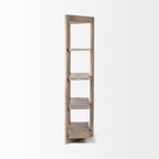 72" Brown Solid Wood and Wood Four Tier Bookcase
