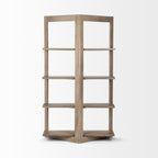 72" Brown Solid Wood and Wood Four Tier Bookcase