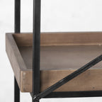 88" Black And Brown Iron and Wood Five Tier Bookcase