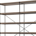 88" Black And Brown Iron and Wood Five Tier Bookcase