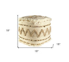 18" Beige Geometric Cube Ottoman