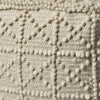18" Ivory Wool Knubby Geometric Cube Pouf Ottoman