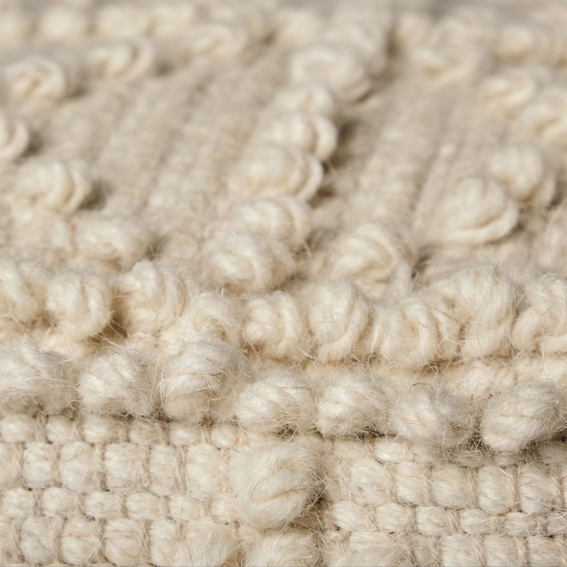 18" Ivory Wool Knubby Geometric Cube Pouf Ottoman