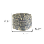 18" Blue Geometric Pouf Ottoman