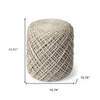 16" Ivory Upholstery Cylinder Abstract Pouf Ottoman
