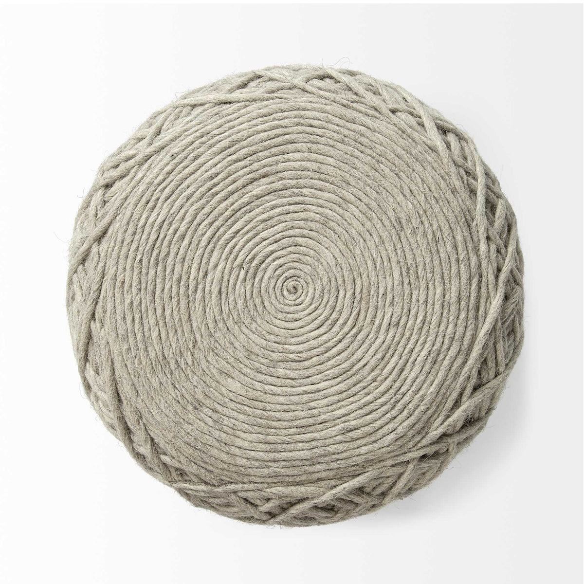 16" Ivory Upholstery Cylinder Abstract Pouf Ottoman