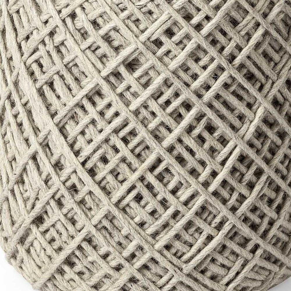16" Ivory Upholstery Cylinder Abstract Pouf Ottoman