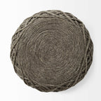 16" Brown Upholstery Cylinder Abstract Pouf Ottoman