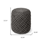 16" Gray Upholstery Cylinder Abstract Pouf Ottoman