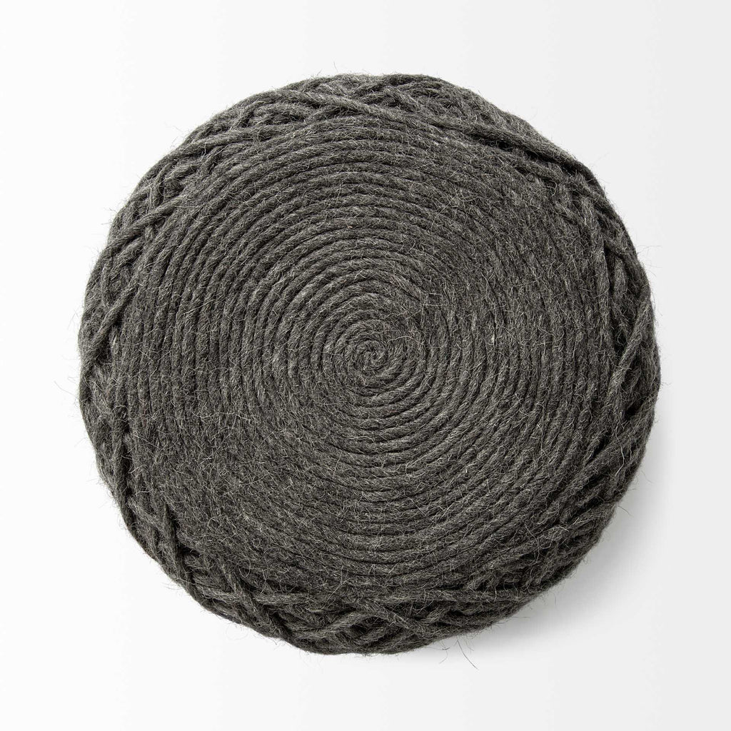 16" Gray Upholstery Cylinder Abstract Pouf Ottoman