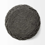 16" Gray Upholstery Cylinder Abstract Pouf Ottoman