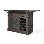 29" Gray Solid Wood Rolling Kitchen Island With Storage