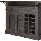 29" Gray Solid Wood Rolling Kitchen Island With Storage