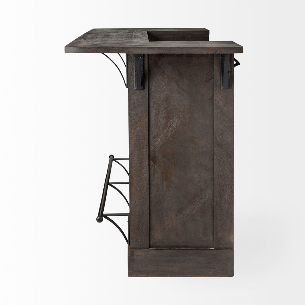 29" Gray Solid Wood Rolling Kitchen Island With Storage
