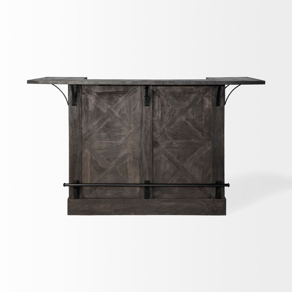 29" Gray Solid Wood Rolling Kitchen Island With Storage