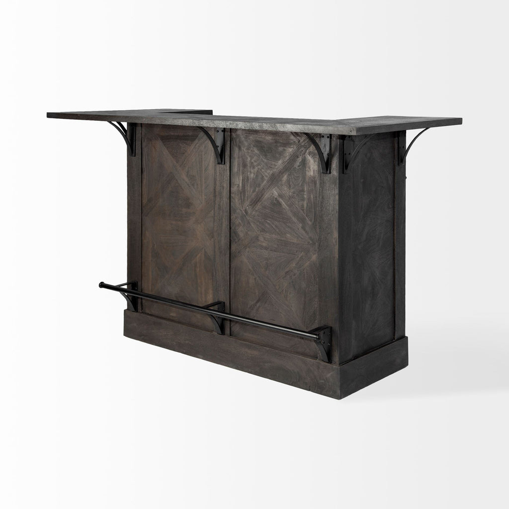 29" Gray Solid Wood Rolling Kitchen Island With Storage