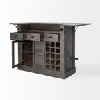 29" Gray Solid Wood Rolling Kitchen Island With Storage