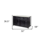 Solid Iron Black Body White Marble Top Kitchen Island With 4 Drawer