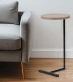 15" Natural and Black Solid Wood and Metal