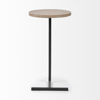 15" Natural and Black Solid Wood and Metal