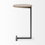 15" Natural and Black Solid Wood and Metal