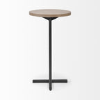 15" Natural and Black Solid Wood and Metal