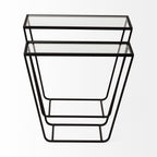 10" Clear Glass and Metal Frame Console Table