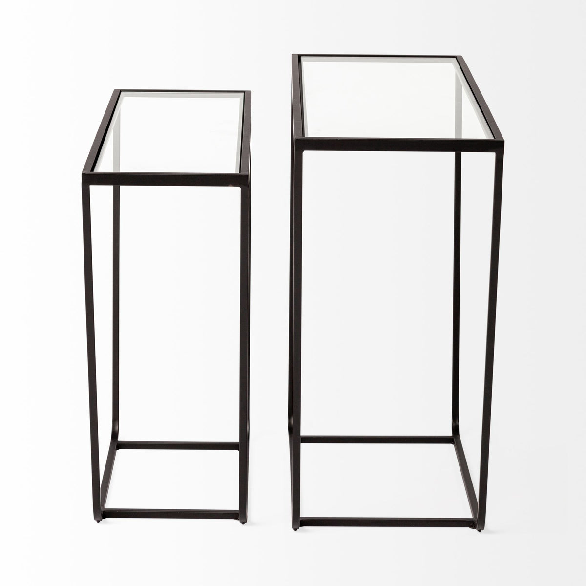 10" Clear Glass and Metal Frame Console Table