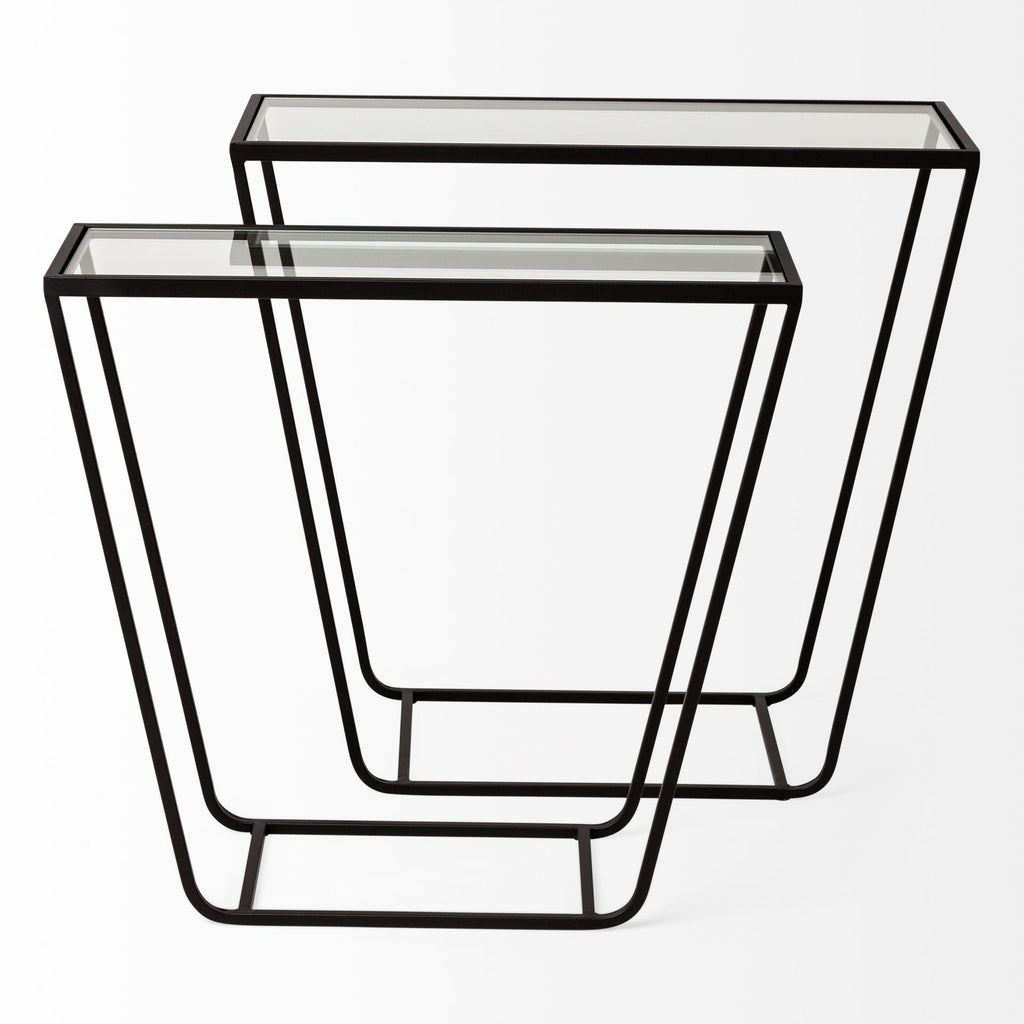 10" Clear Glass and Metal Frame Console Table