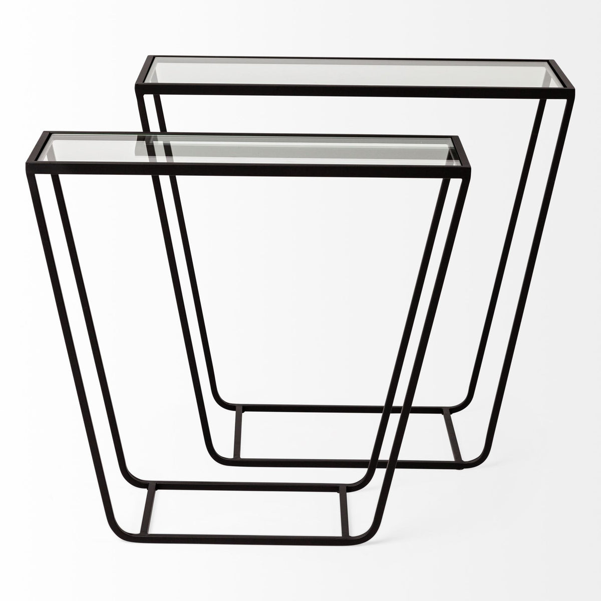 10" Clear Glass and Metal Frame Console Table