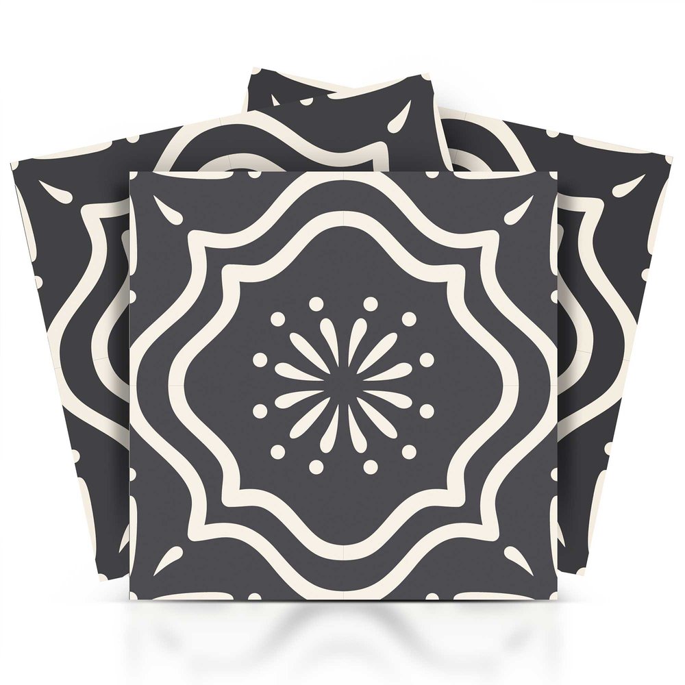 6" X 6" Burst Gray And White Peel And Stick Removable Tiles