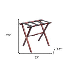 Hotel Cherry Mahogany Folding Luggage Rack With Black Straps
