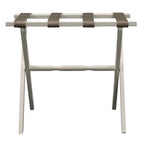 Hotel Ivory Finish Wood Folding Luggage Rack With Tan Straps