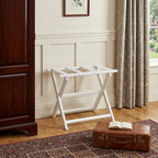 Earth Friendly White Folding Luggage Rack With White Straps