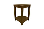 Curvilinear Dark Brown Teak 18" Corner Shower Bench With Shelf