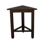 17" Dark Brown Teak Corner Shower Bench