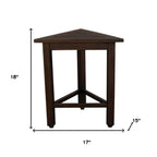 17" Dark Brown Teak Corner Shower Bench